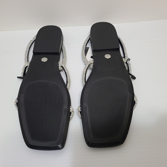ZARA FLAT SANDALS WITH RHINESTONES BLACK SIZE 10 | 1613/110 - Picture 8 of 10